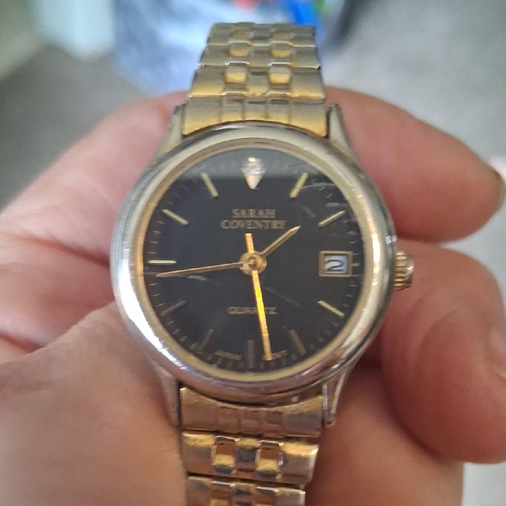 Sarah Coventry Gold and Black Quartz Watch